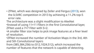 Deep Learning Convolutional neural network architectures | PPTX