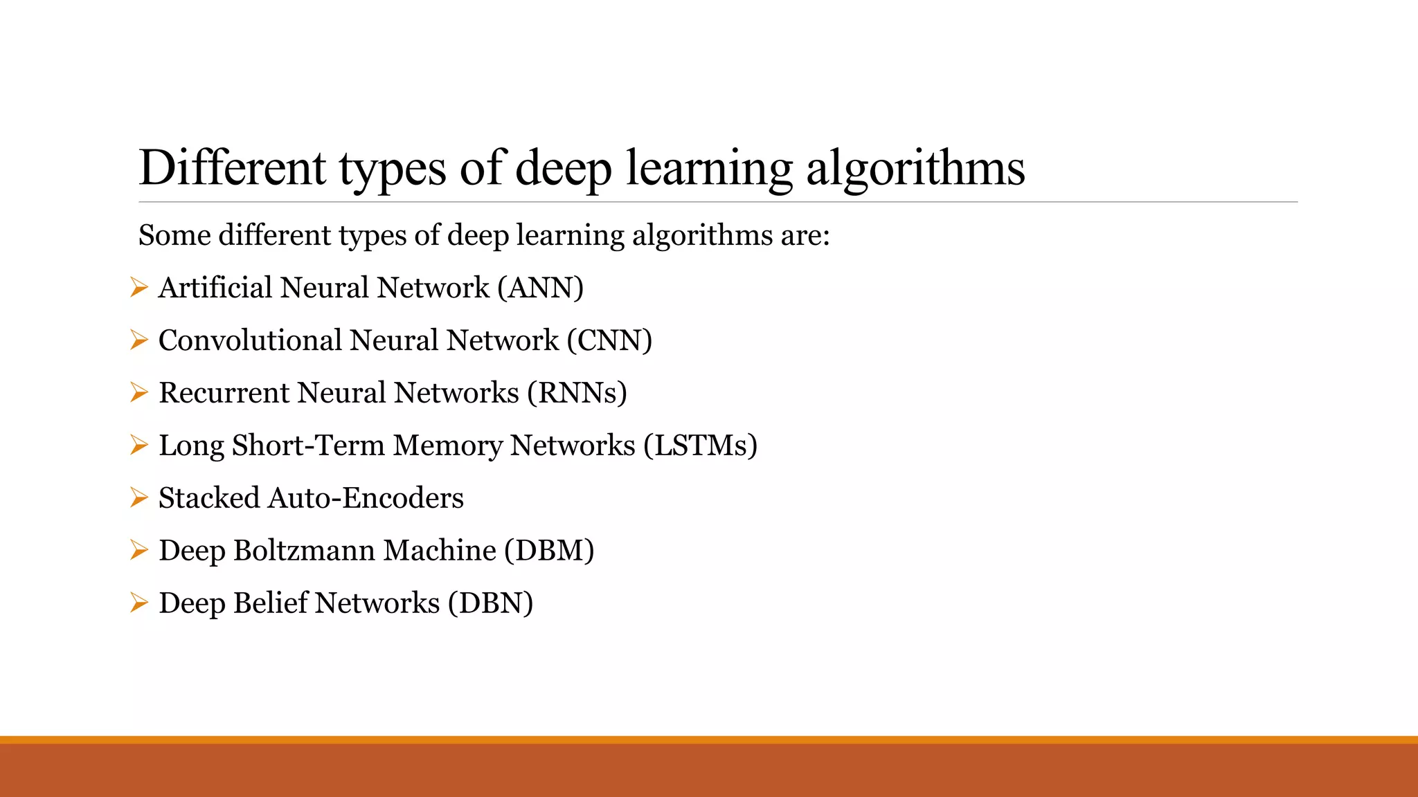 Deep learning algorithms | PPTX