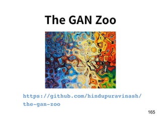 !165
The GAN Zoo
https://github.com/hindupuravinash/
the-gan-zoo
 