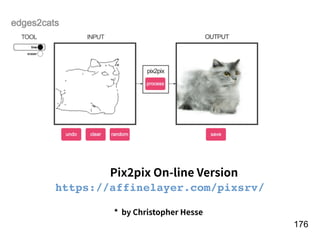 !176
* by Christopher Hesse
Pix2pix On-line Version
https://affinelayer.com/pixsrv/
 