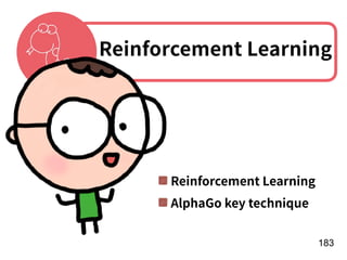 !183
Reinforcement Learning
AlphaGo key technique
Reinforcement Learning
 