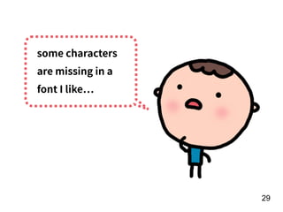 !29
some characters
are missing in a
font I like
 