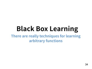 Black Box Learning
There are really techniques for learning
arbitrary functions
!34
 