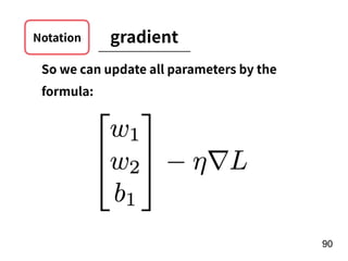 !90
So we can update all parameters by the
formula:
gradientNotation
 