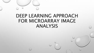 DEEP LEARNING APPROACH
FOR MICROARRAY IMAGE
ANALYSIS
 