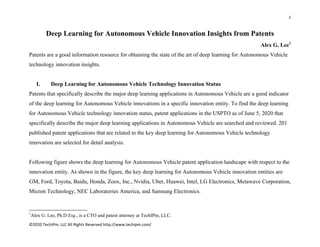 Deep Learning for Autonomous Vehicle Innovation Insights from Patents | PDF