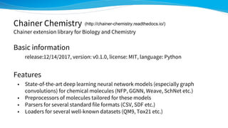 Deep learning for molecules, introduction to chainer chemistry | PDF