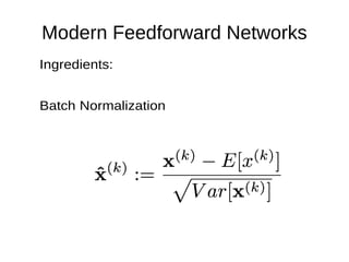 Modern Feedforward Networks
Ingredients:
Batch Normalization
 