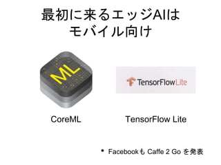 륨åAI
Х
CoreML TensorFlow Lite
? Facebook Caffe 2 Go k
 