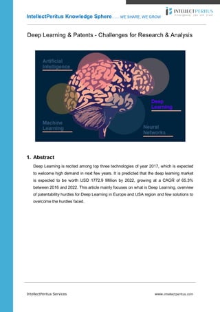 Deep Learning & Patents - Challenges for Research & Analysis | PDF