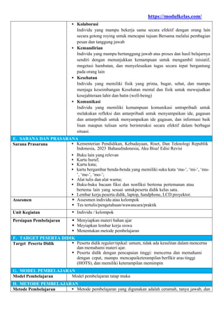(Deep Learning) Modul Ajar Bahasa Indonesia Kelas 1 Kurikulum Merdeka ...