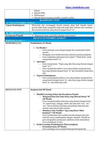 (Deep Learning) Modul Ajar Bahasa Indonesia Kelas 1 Kurikulum Merdeka ...