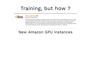Training, but how ?
New Amazon GPU instances
 