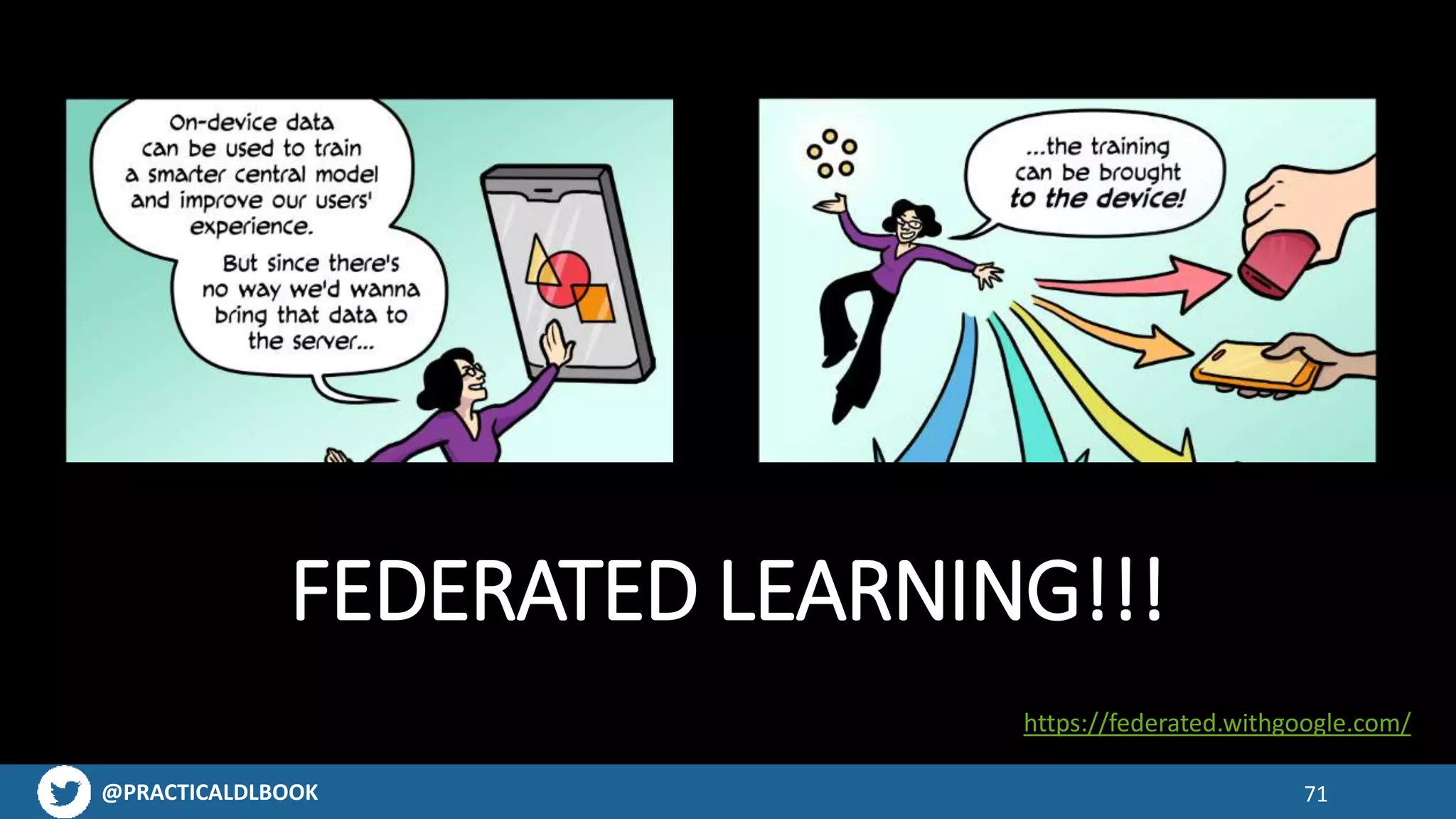 @PRACTICALDLBOOK 71
FEDERATED LEARNING!!!
https://federated.withgoogle.com/
 