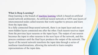 deep learning ppt - PART 1.pptx basics of artificial intelligence | PPTX