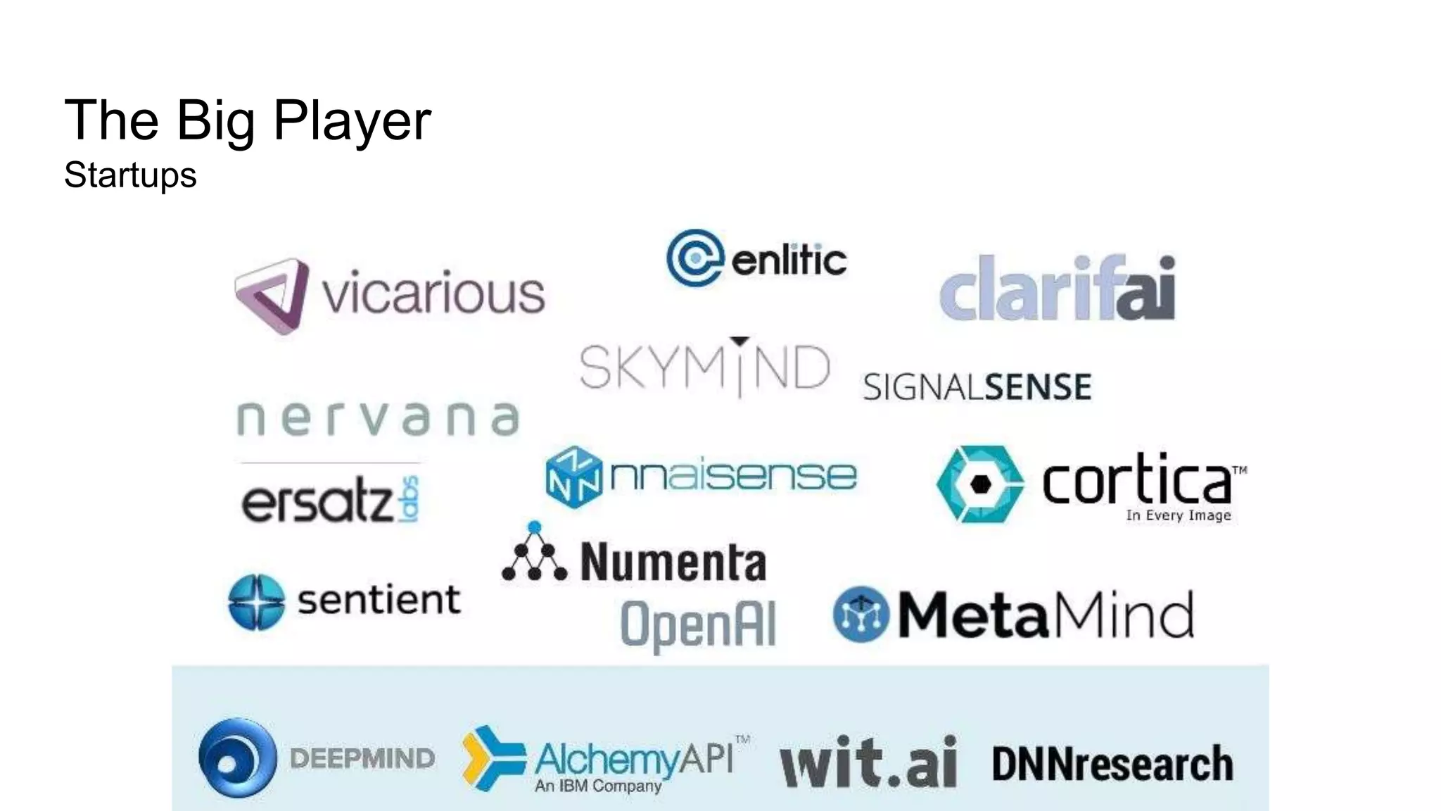 The Big Player
Startups