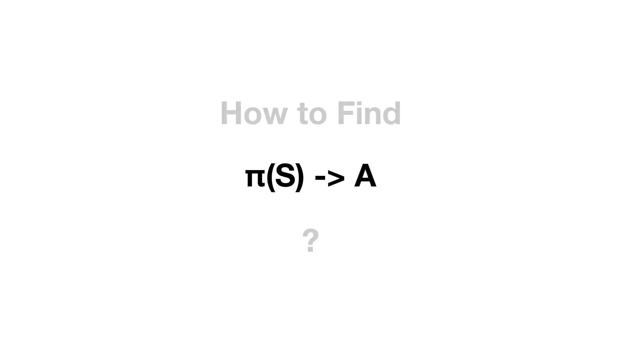 How to Find
π(S) -> A
?
 