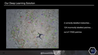 15
2 correctly labelled meteorites…
124 incorrectly labelled patches…
out of 17000 patches
Our Deep Learning Solution
@SravanthiSinha
 