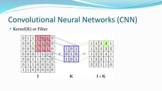 Convolutional Neural Networks (CNN)
 Kernel(K) or Filter
 