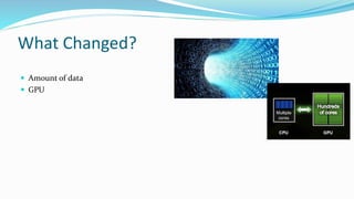 What Changed?
 Amount of data
 GPU
 