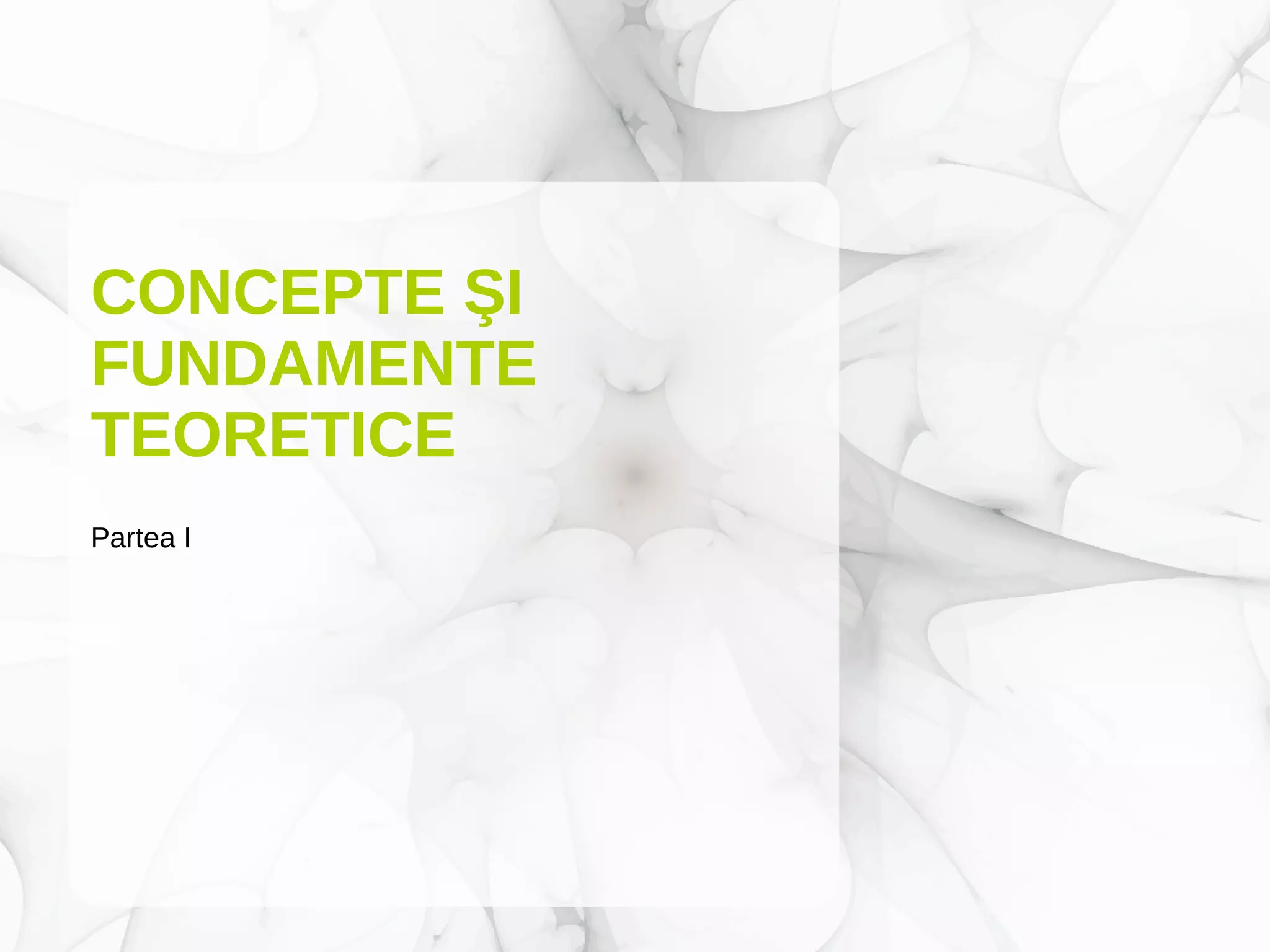 CONCEPTE ŞI
FUNDAMENTE
TEORETICE
Partea I
 