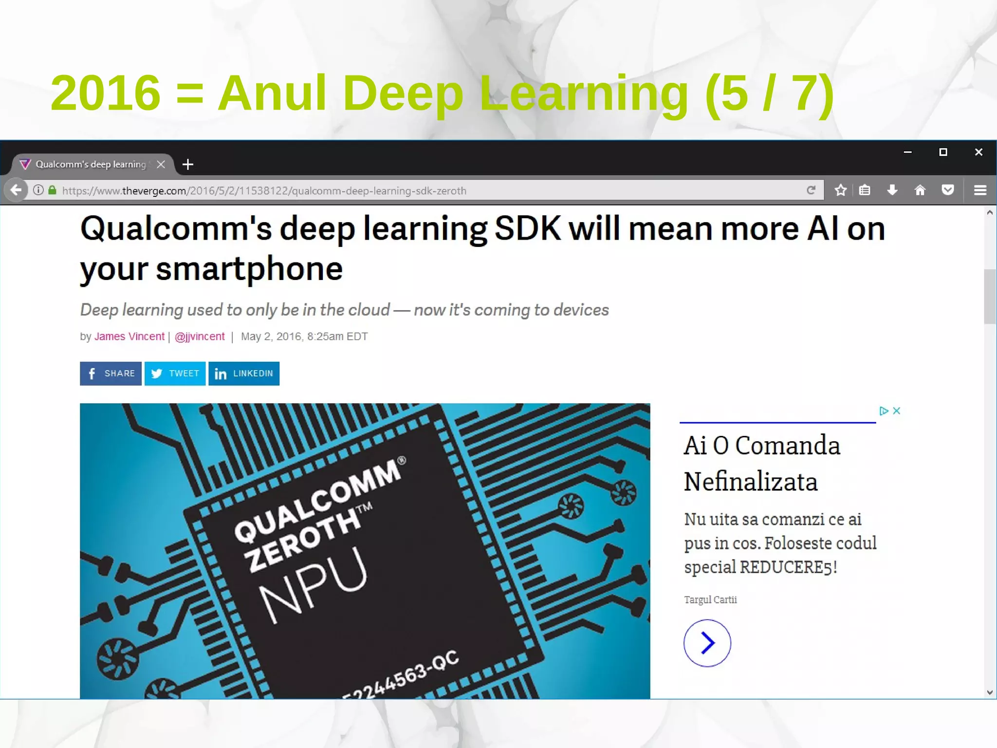 2016 = Anul Deep Learning (5 / 7)
 