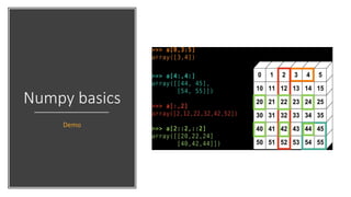 Numpy basics
Demo
 