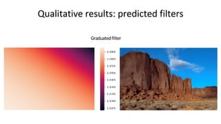 Graduated filter
Qualitative results: predicted filters
 