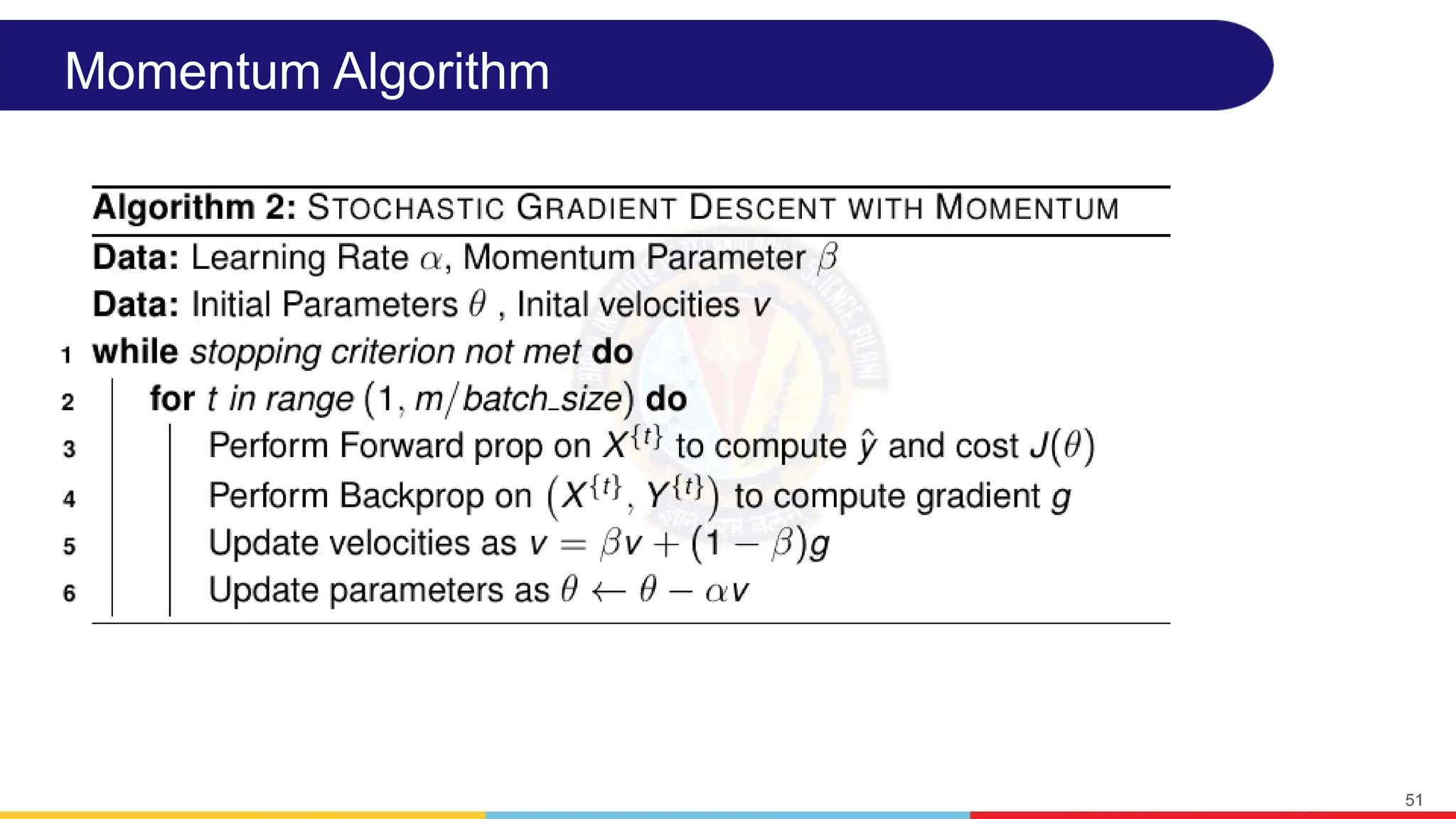 Momentum Algorithm
51
 