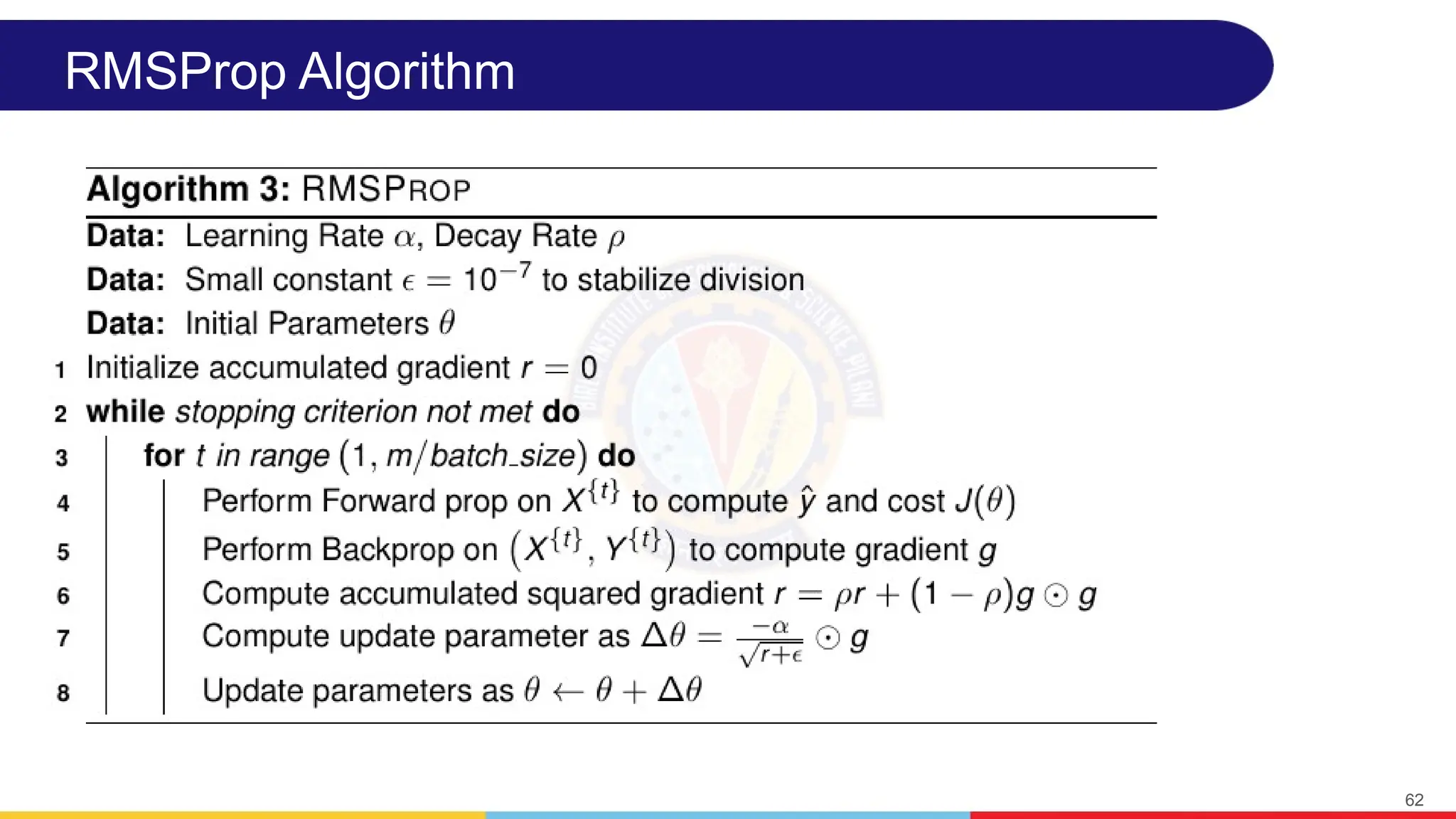 RMSProp Algorithm
62
 