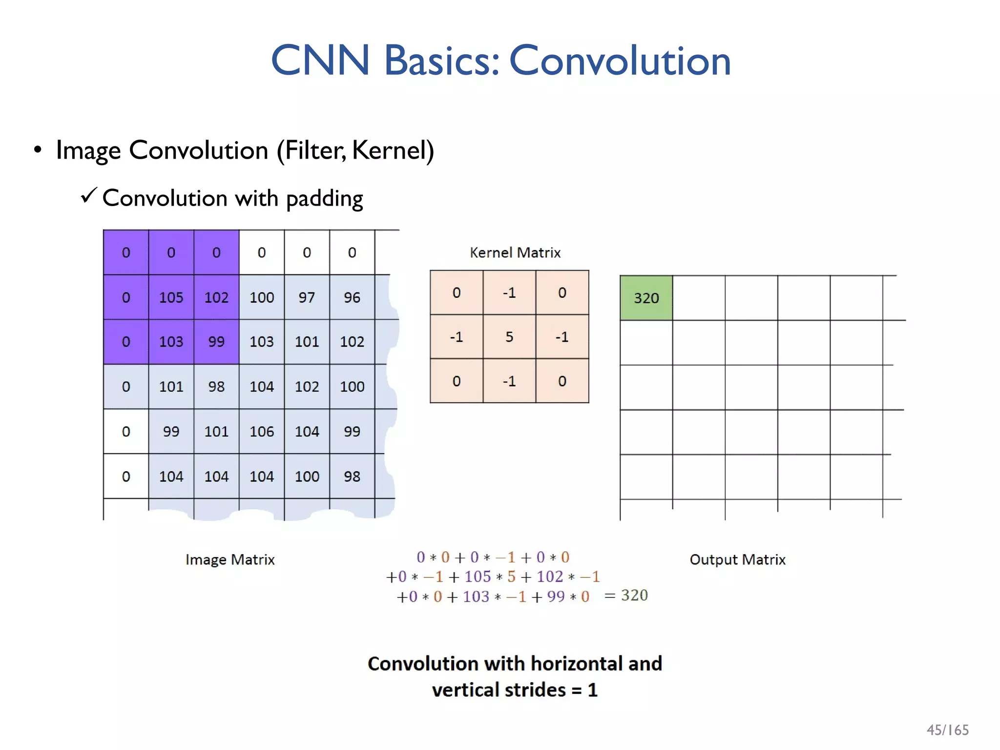 CNN Basics: Convolution
• Image Convolution (Filter, Kernel)
Convolution with padding
45/165
 