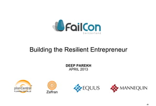 ‹#›
DEEP PAREKH
APRIL 2013
Building the Resilient Entrepreneur
Zaffran
 