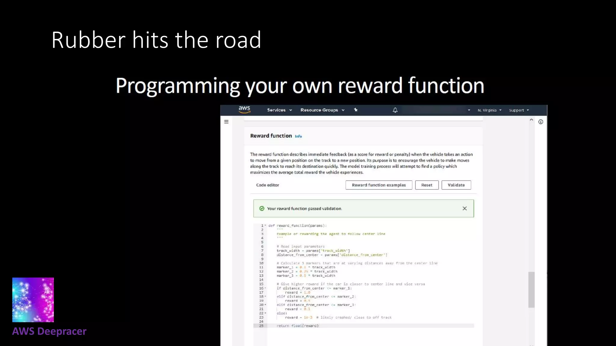 Rubber hits the road
AWS Deepracer
 