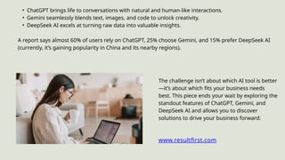 DeepSeek vs ChatGPT vs Gemini Which AI Best Fits Your Needs. | PPTX