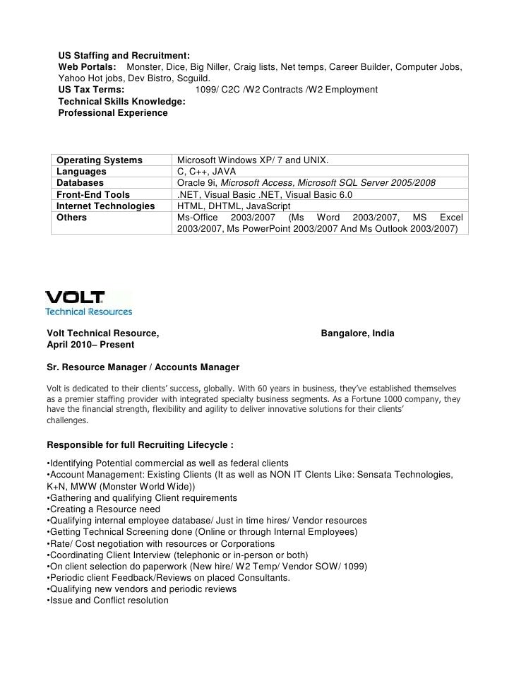 generalist recruiter resume