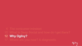 The consumer mindset
What is Deep Social and how do I get there?
Why Ogilvy?
Where are you now? A diagnostic
4
15
12
17
 