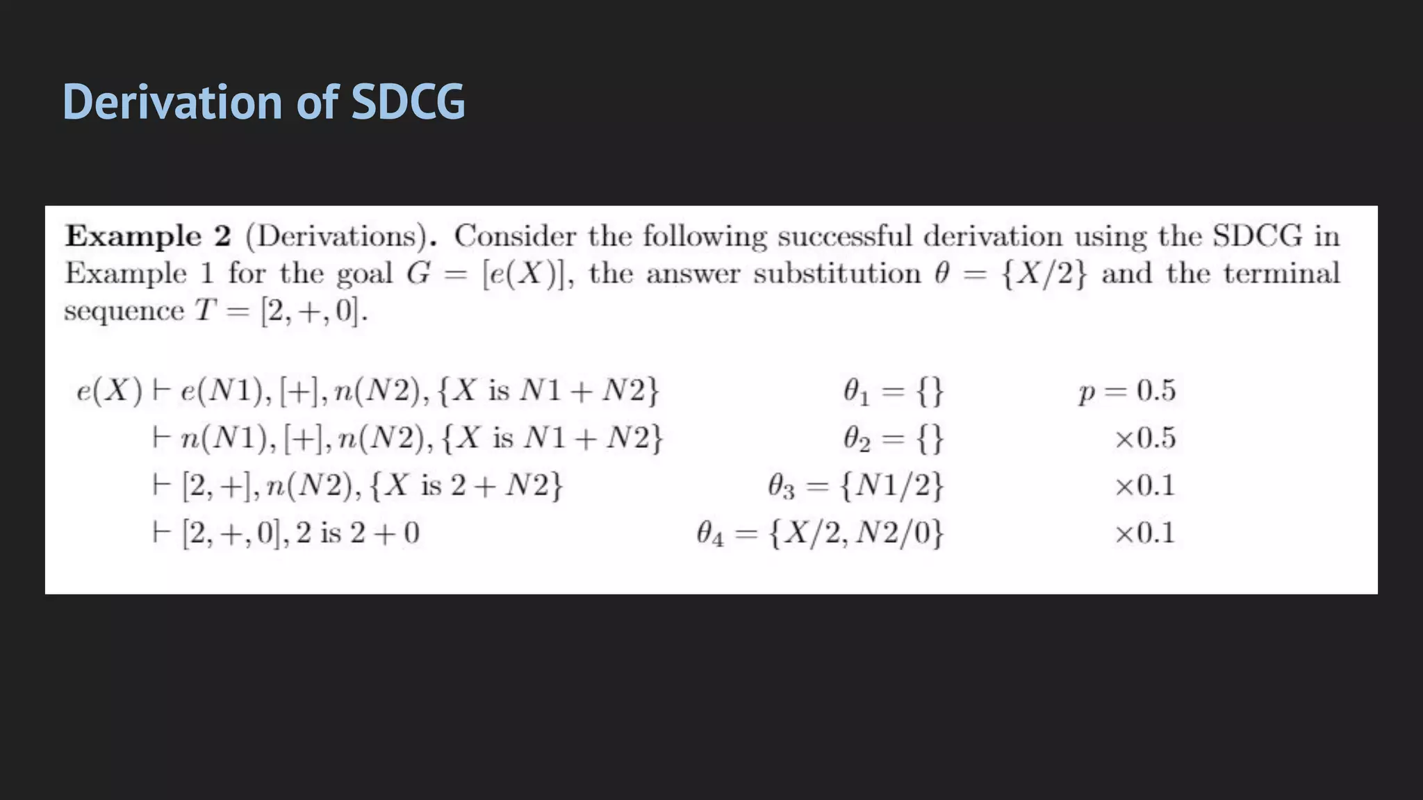 Derivation of SDCG
 