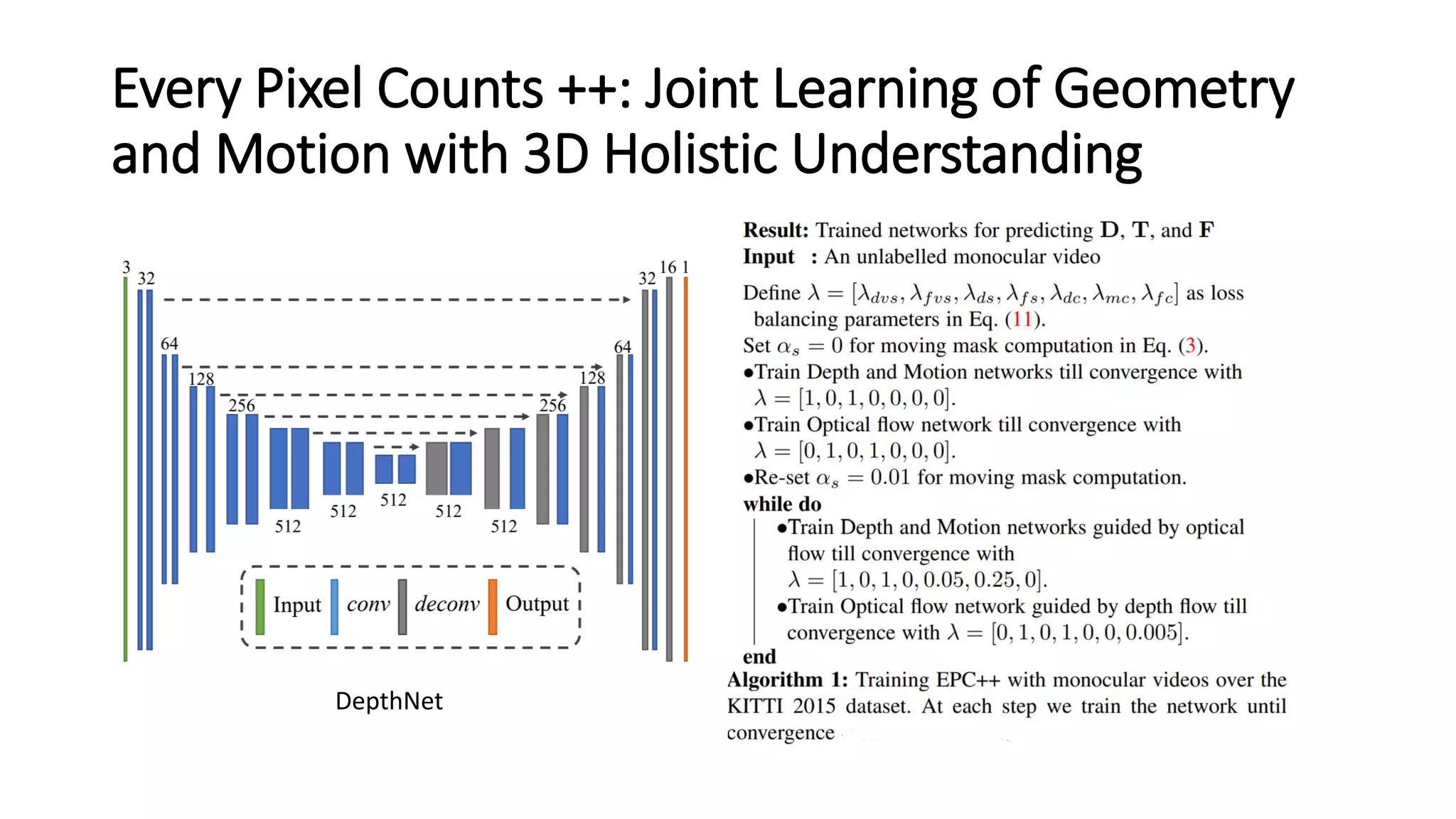 Every Pixel Counts ++: Joint Learning of Geometry
and Motion with 3D Holistic Understanding
DepthNet
 