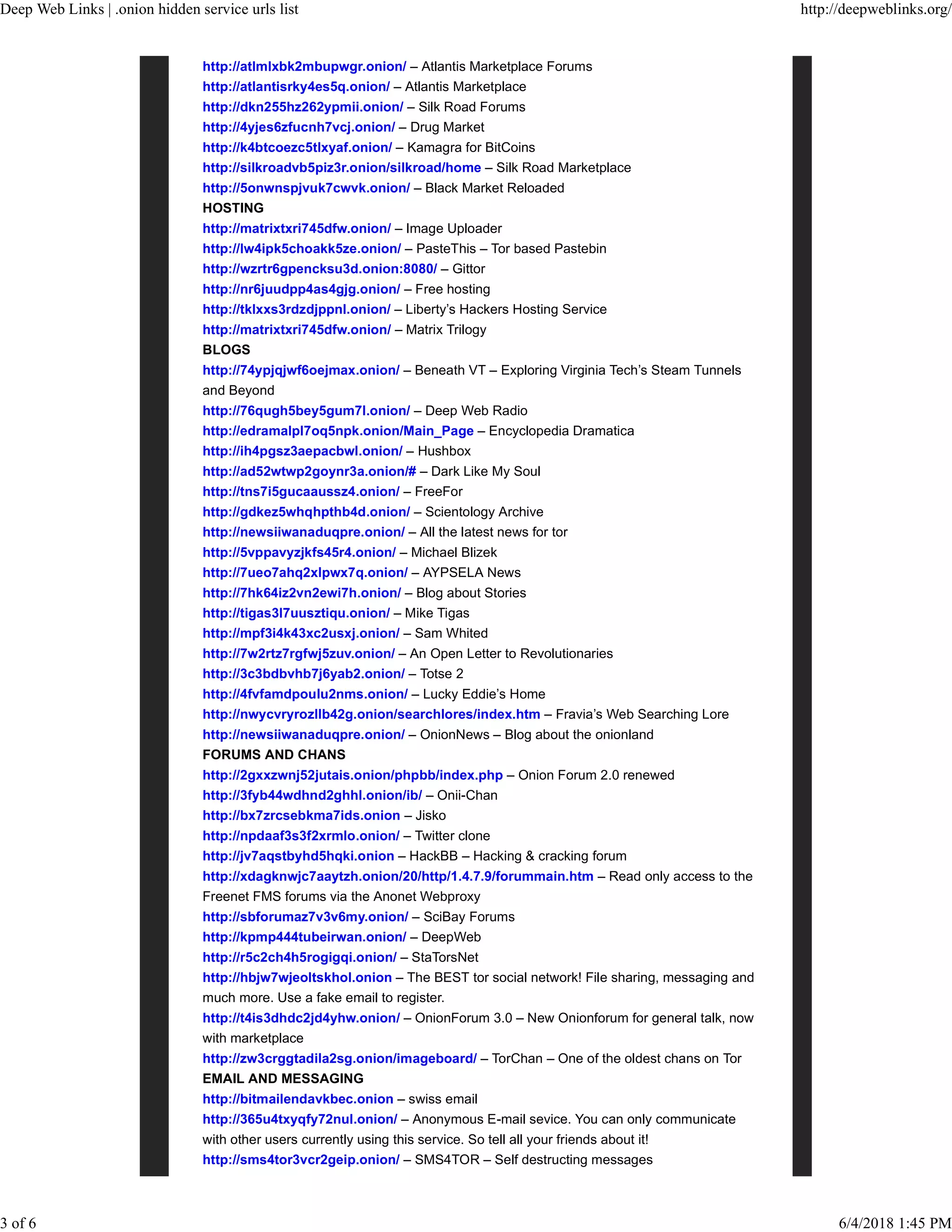 Deep web links .onion hidden service urls list 1 | PDF