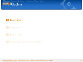 Motivation Approach Evaluation Conclusion and Future Work
Outline
1 Motivation
2 Approach
3 Evaluation
4 Conclusion and Fu...