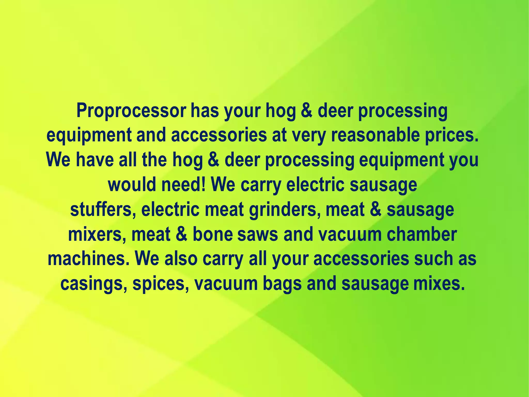 Commercial Deer Processing Equipment PPT