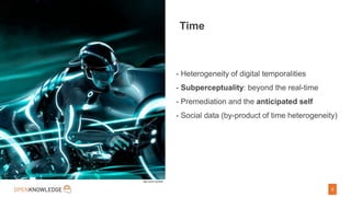 5
- Heterogeneity of digital temporalities
- Subperceptuality: beyond the real-time
- Premediation and the anticipated sel...