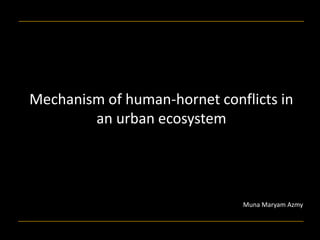 Muna Maryam Azmy
Mechanism of human-hornet conflicts in
an urban ecosystem
 