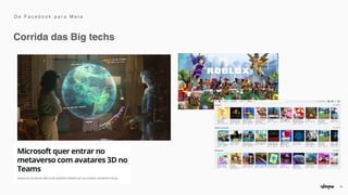 14
Corrida das Big techs
D e F a c e b o o k p a r a M e t a
 