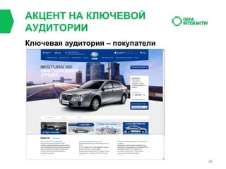 АКЦЕНТ НА КЛЮЧЕВОЙ
АУДИТОРИИ
Ключевая аудитория – покупатели

34

 