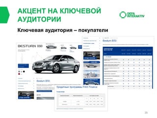 АКЦЕНТ НА КЛЮЧЕВОЙ
АУДИТОРИИ
Ключевая аудитория – покупатели

35

 