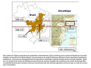 Des cartes de l’Agence japonaise de coopération internationale (JICA) montrent que le couloir de Nacala et le cerrado
brés...