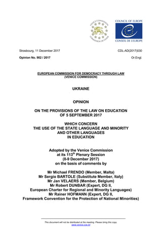 This document will not be distributed at the meeting. Please bring this copy.
www.venice.coe.int
Strasbourg, 11 December 2...