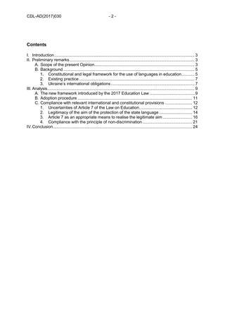 CDL-AD(2017)030 - 2 -
Contents
I. Introduction...............................................................................