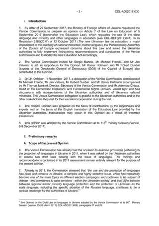 CDL-AD(2017)030- 3 -
I. Introduction
1. By letter of 29 September 2017, the Ministry of Foreign Affairs of Ukraine request...